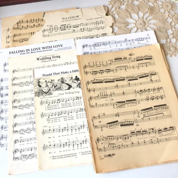 Vintage Music Sheets Ephemera, Music Sheet Paper